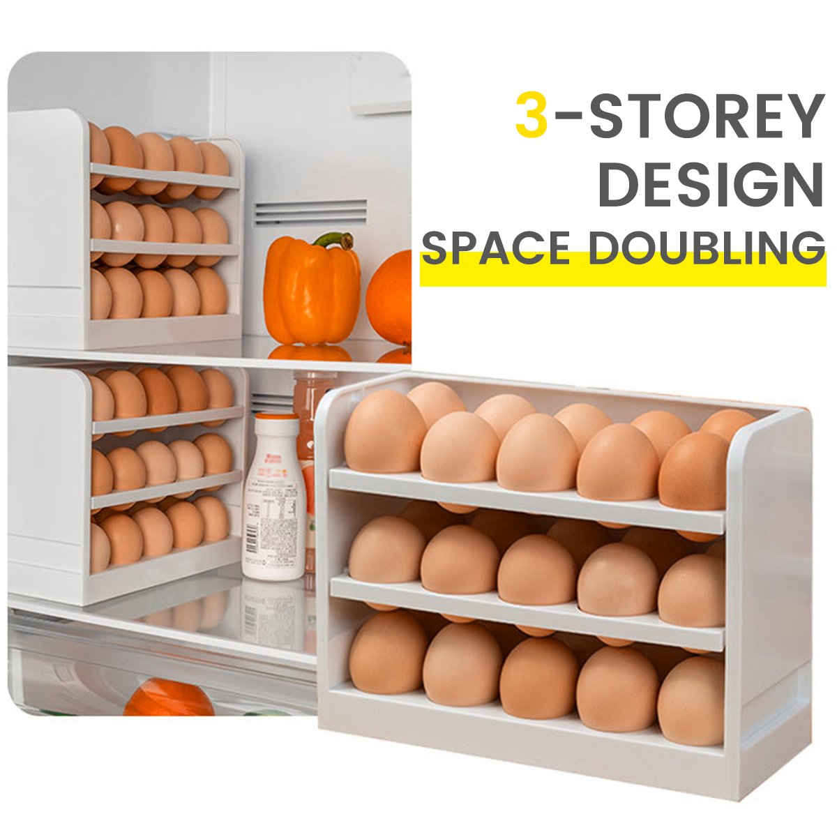 3-Layer Egg Storage Box (White)